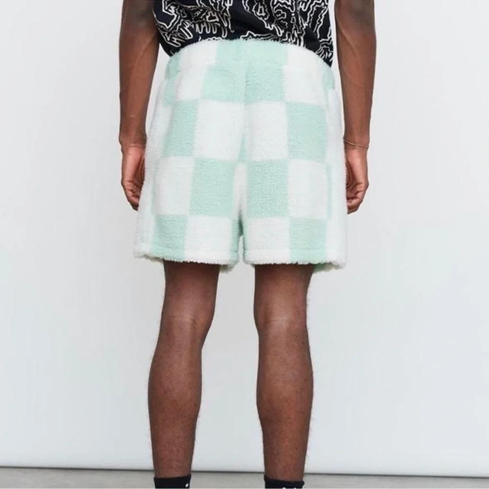 Lazy Oaf Limited Edition Pistachio Checkerboard Fleece Shorts